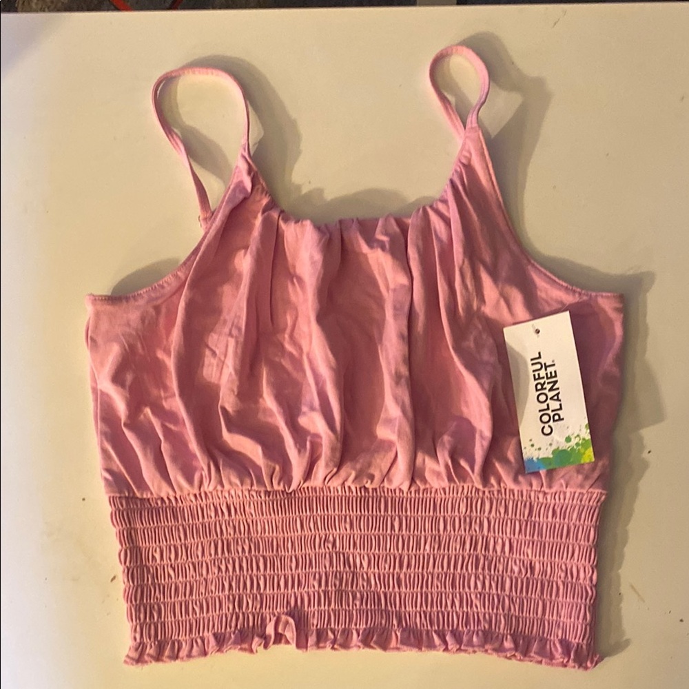 Pink Smocked Crop Top